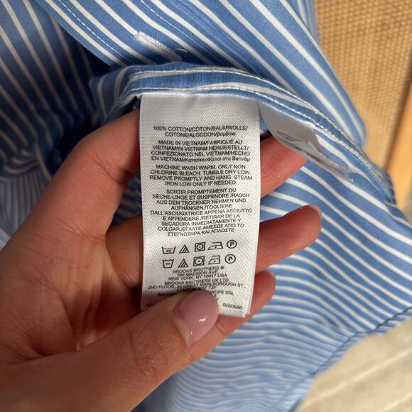 Brooks brothers blue white striped button down loose Flowy shirt 16-4/5 - Picture 5 of 6